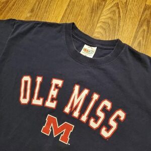 Vintage 90s Ole Miss Rebels Shirt Adult XL Blue College Football‎ E5 USA